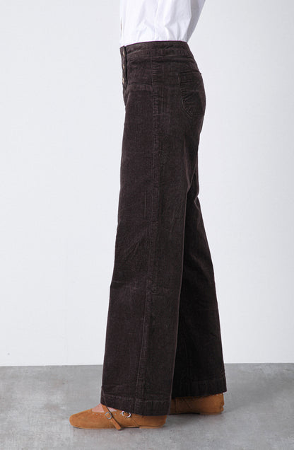 Pantalón Cotelé Botones Frontales Brown