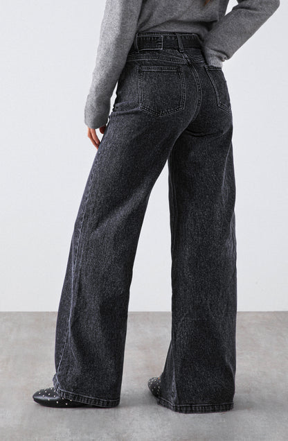 Pantalón Abertura Cinturón Black