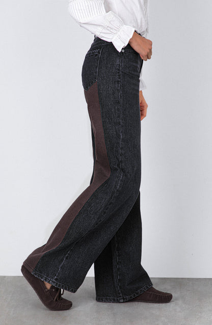 Pantalón Aplicación Denim Brown