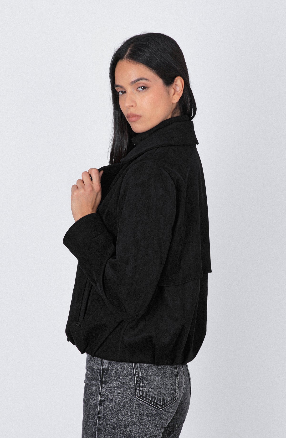 Chaqueta Suede Botones Black