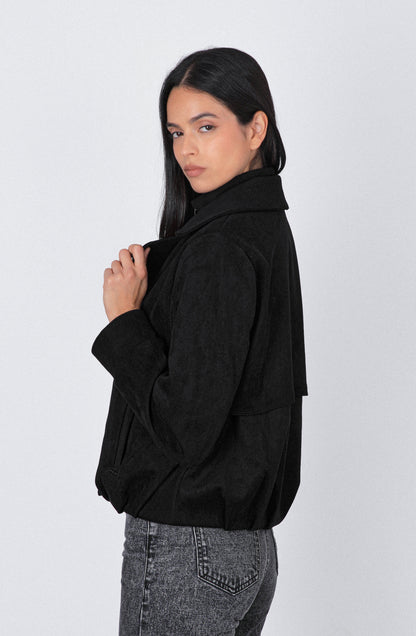 Chaqueta Suede Botones Black