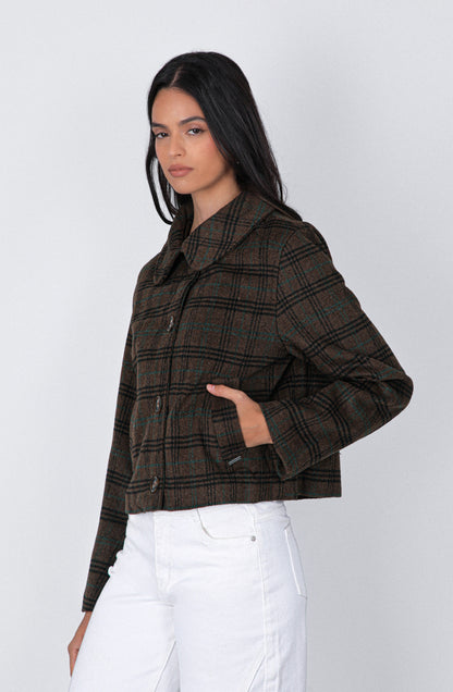 Chaqueta Tejida Cuadros Print