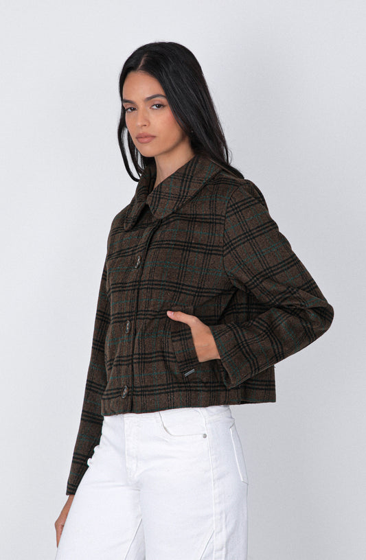 Chaqueta Tejida Cuadros Print