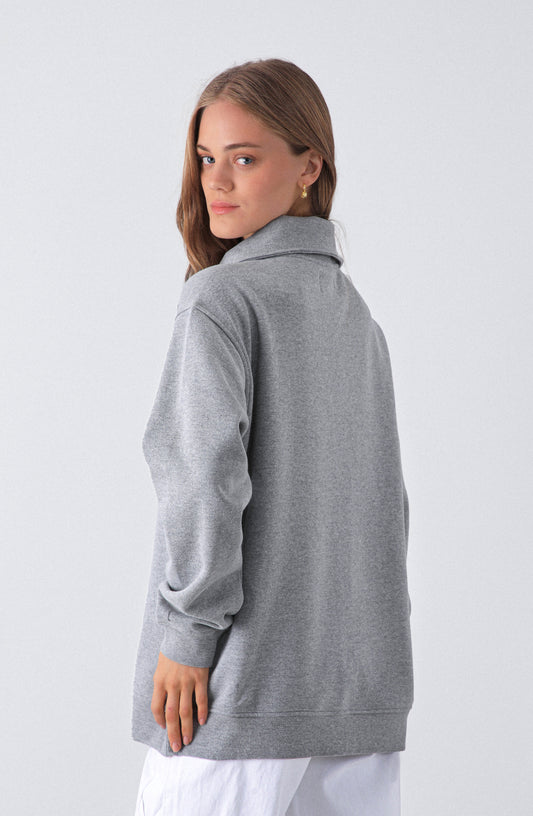 Polerón Mid Zipper Grey Melange