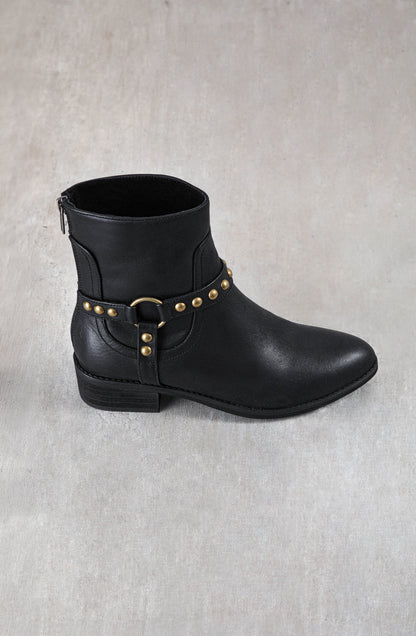 Botín Hebilla Tachas Black
