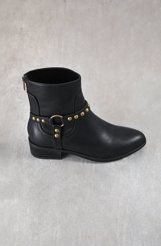 Botín Hebilla Tachas Black
