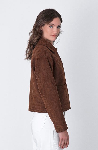Chaqueta Detalle Bordado Brown