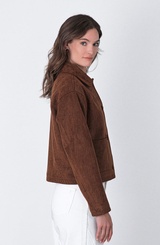 Chaqueta Detalle Bordado Brown