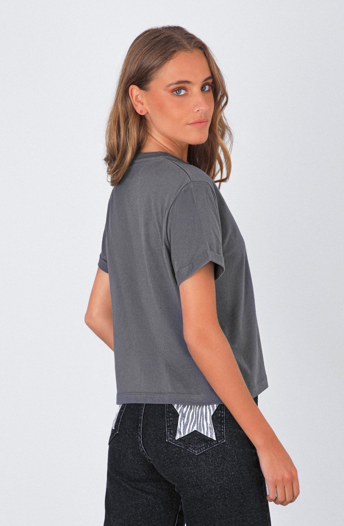 Polera Manga Corta Logo Grey
