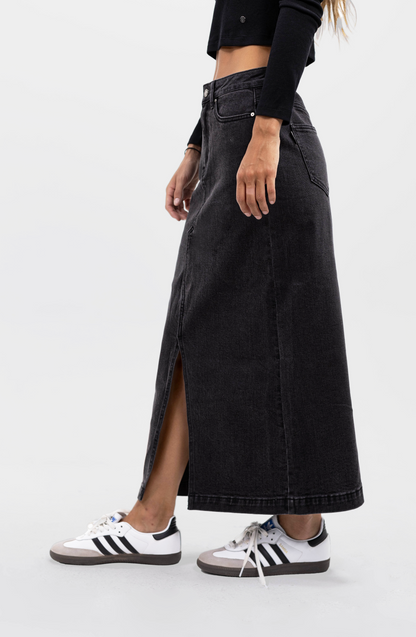 Falda Midi Denim Black