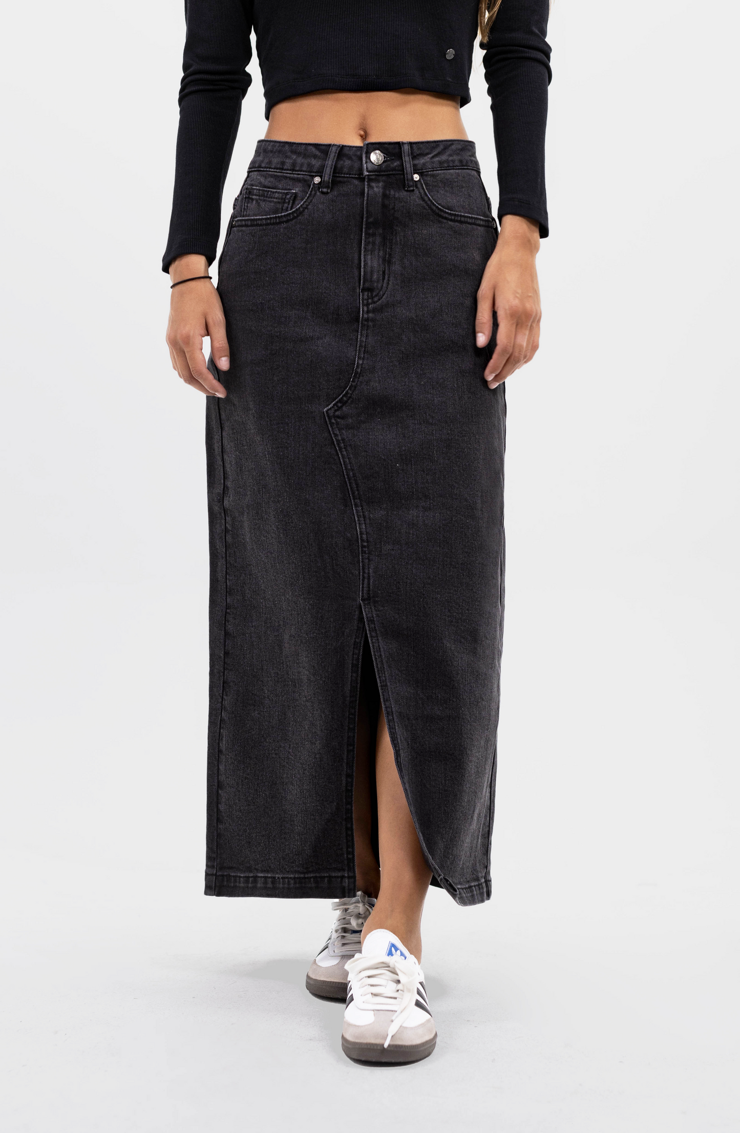 Falda Midi Denim Black