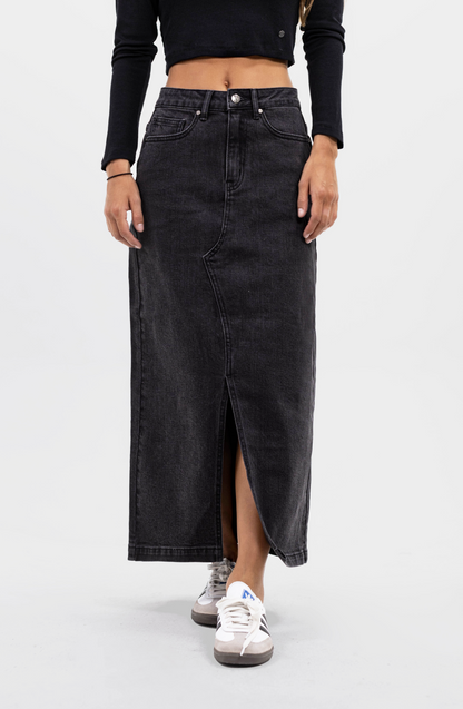 Falda Midi Denim Black