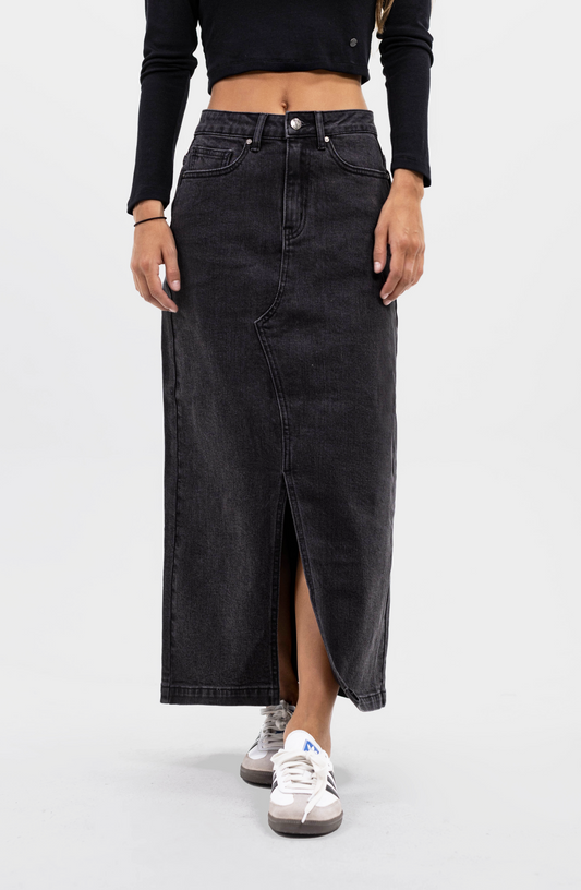 Falda Midi Denim Black
