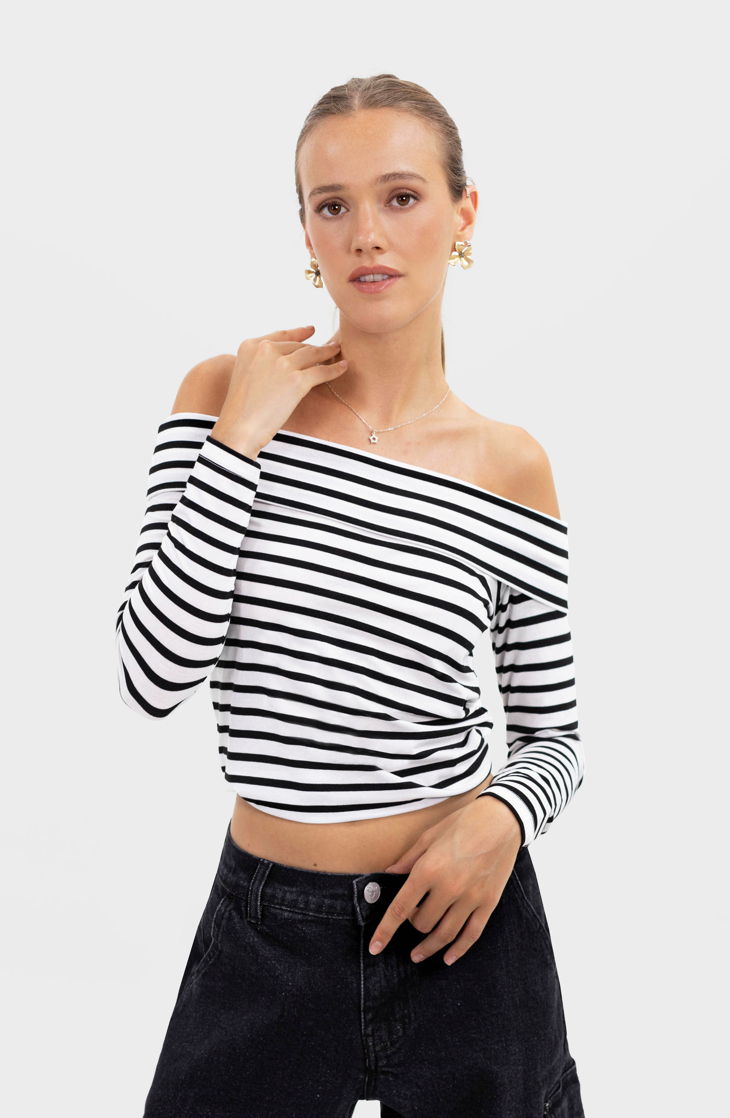 Top Manga Larga Bardot Lines