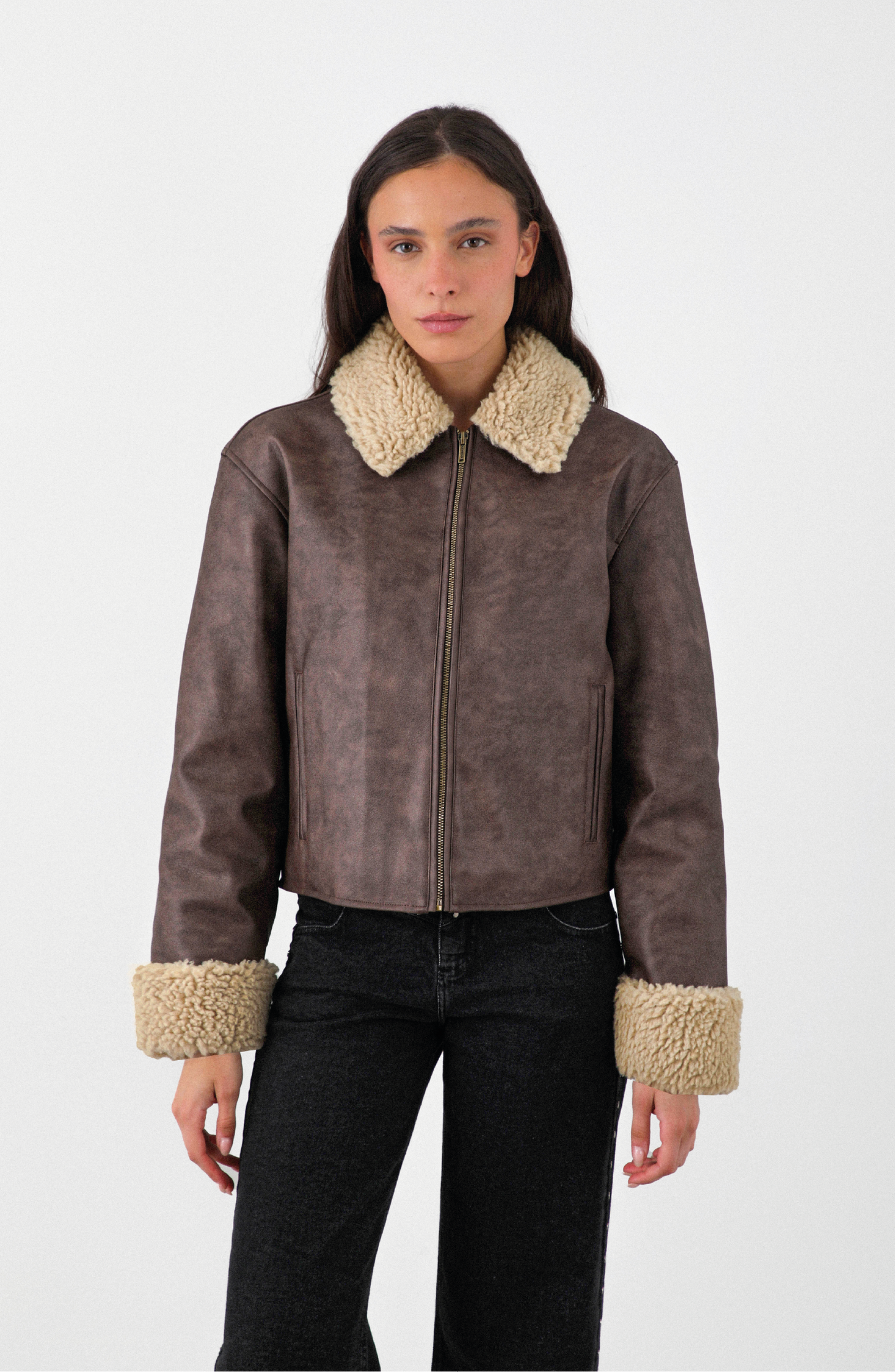Chaqueta Pu Cuello Chiporro Brown