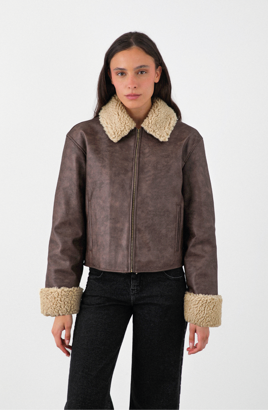Chaqueta Pu Cuello Chiporro Brown