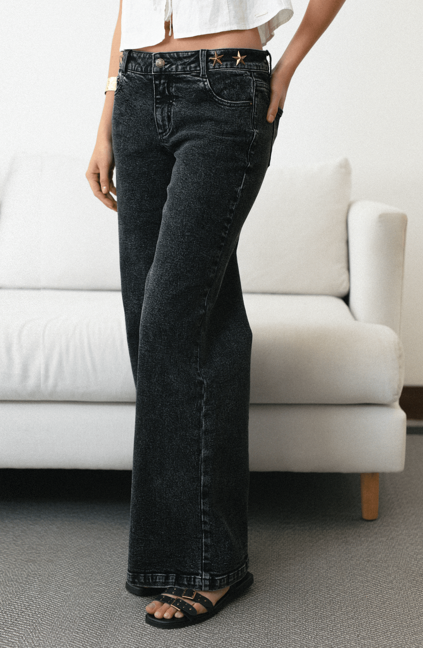 Pantalón Estrellas Cinturón Black