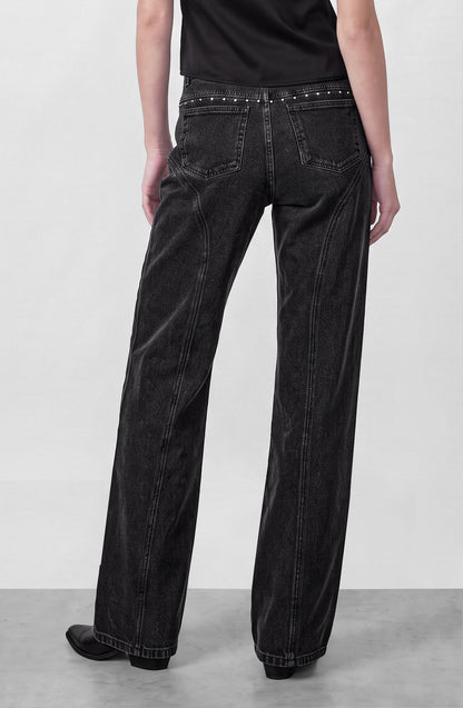 Pantalón Corte Tachas Wide Grey