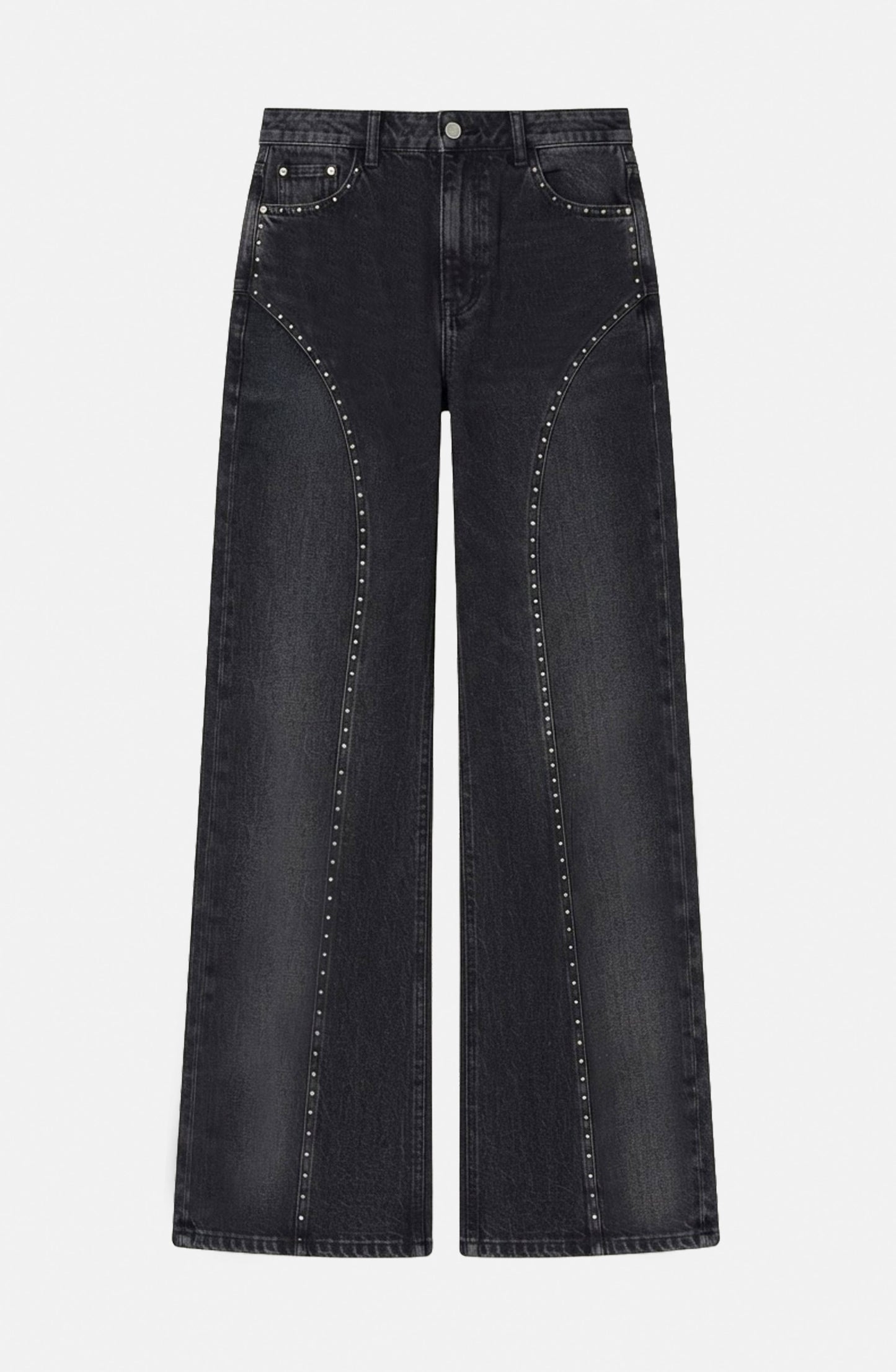 Pantalón Corte Tachas Wide Grey