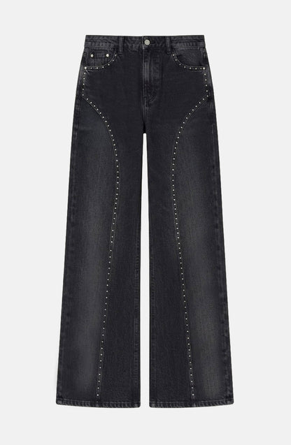 Pantalón Corte Tachas Wide Grey