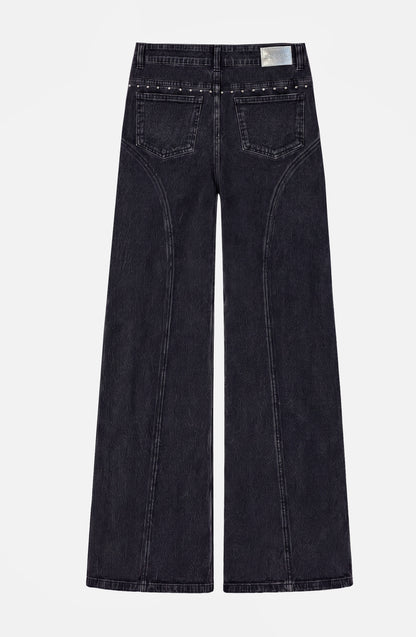 Pantalón Corte Tachas Wide Grey