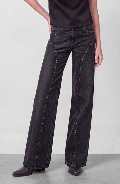 Pantalón Corte Tachas Wide Grey