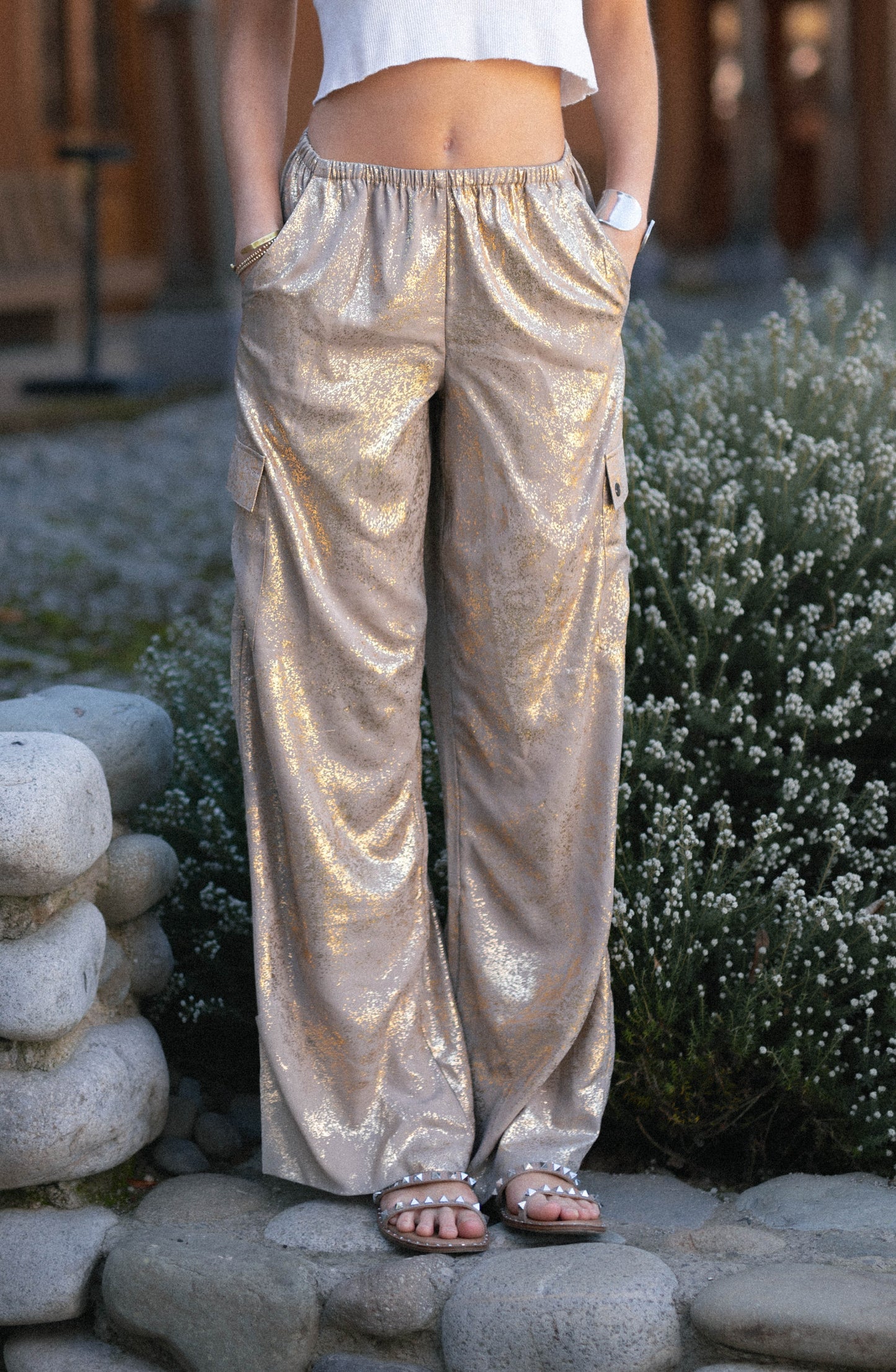 Pants Relaxed Foil Gold