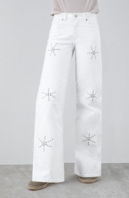 Pantalón Dibujo Flores White