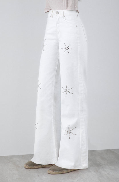 Pantalón Dibujo Flores White