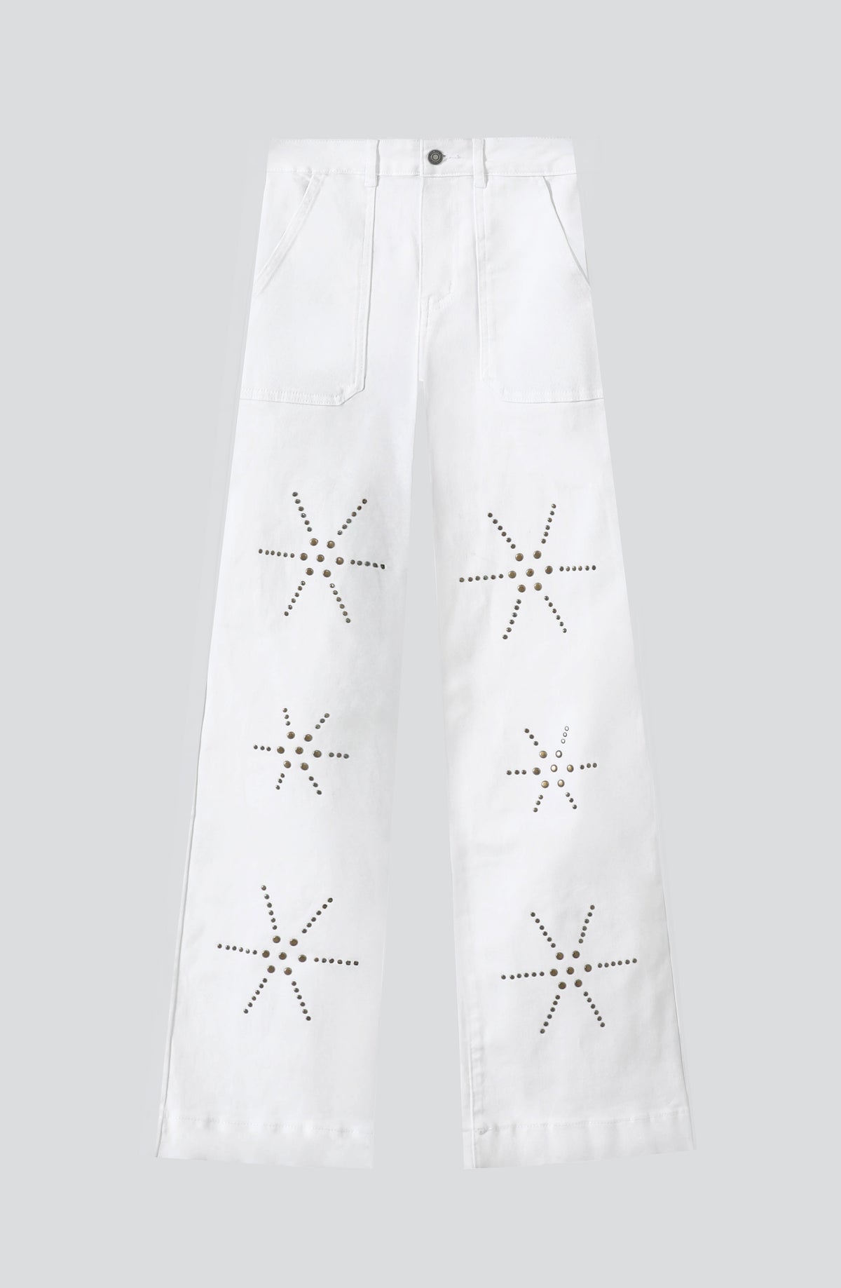 Pantalón Flores Tachas White