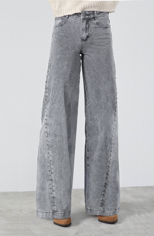 Pantalón Tachas Corte Lateral Gray