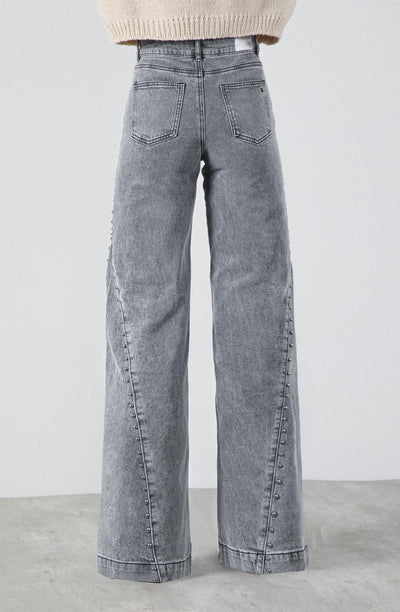 Pantalón Tachas Corte Lateral Gray