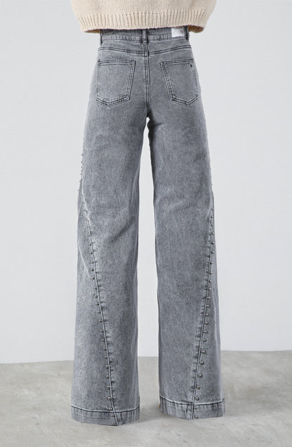 Pantalón Tachas Corte Lateral Gray