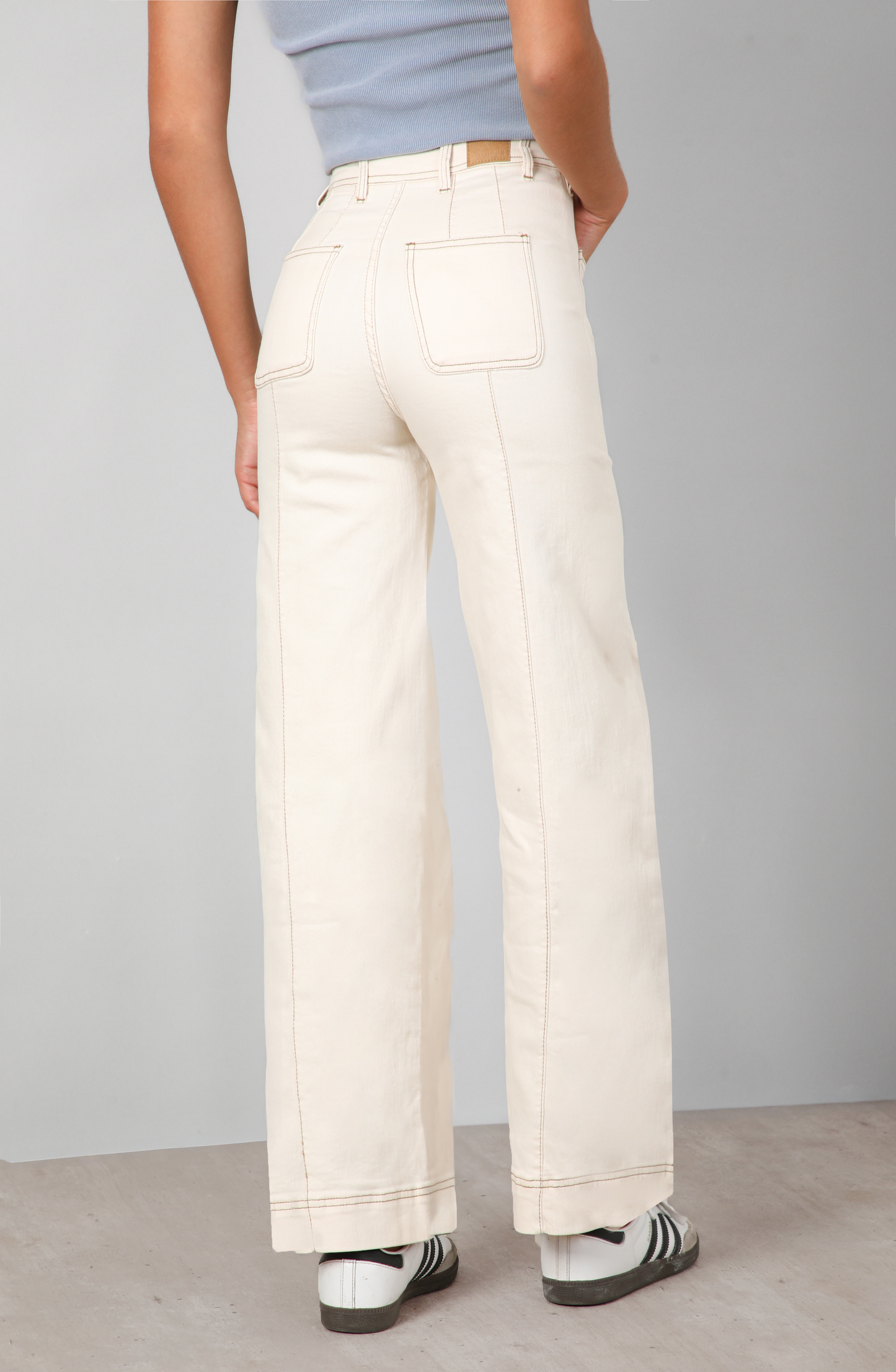 Pants Wide Leg Pocket Ecru