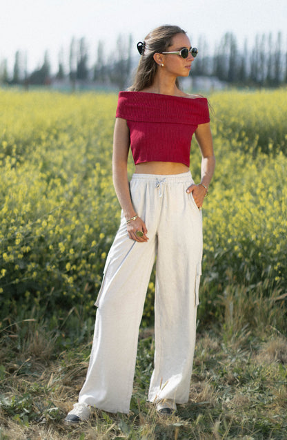 Pants Lino Cargo Ecru