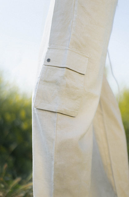 Pants Lino Cargo Ecru