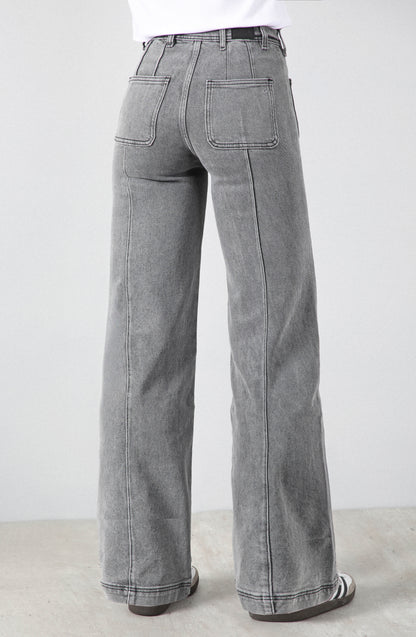 Pants Wide Leg Pocket Gray R