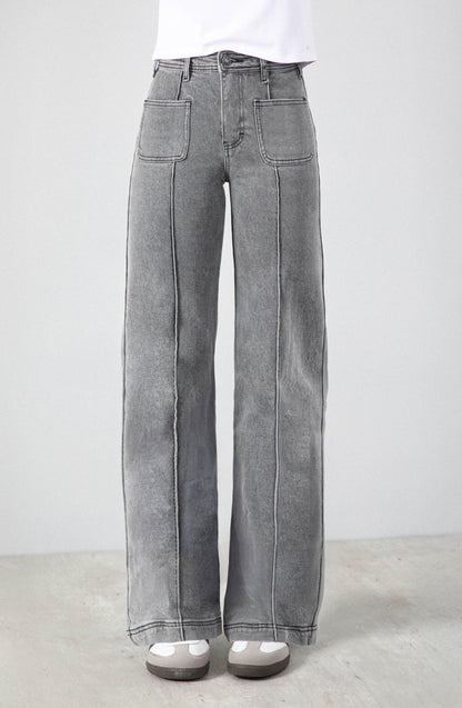 Pants Wide Leg Pocket Gray R