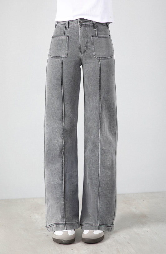 Pants Wide Leg Pocket Gray R