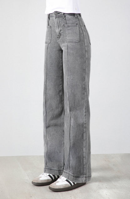 Pants Wide Leg Pocket Gray R