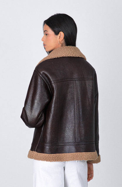 Chaqueta Pu Sherpa Brown