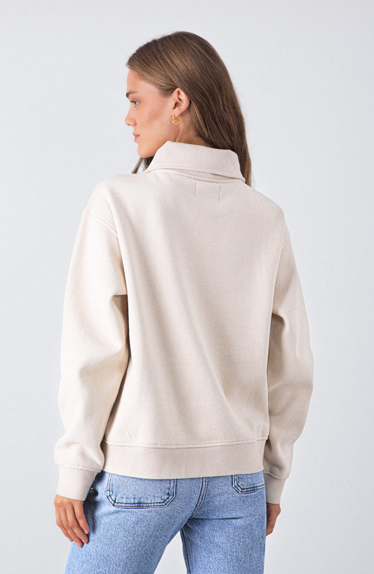 Polerón Mid Zipper Ecru