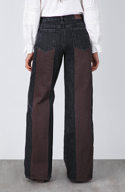 Pantalón Aplicación Denim Brown