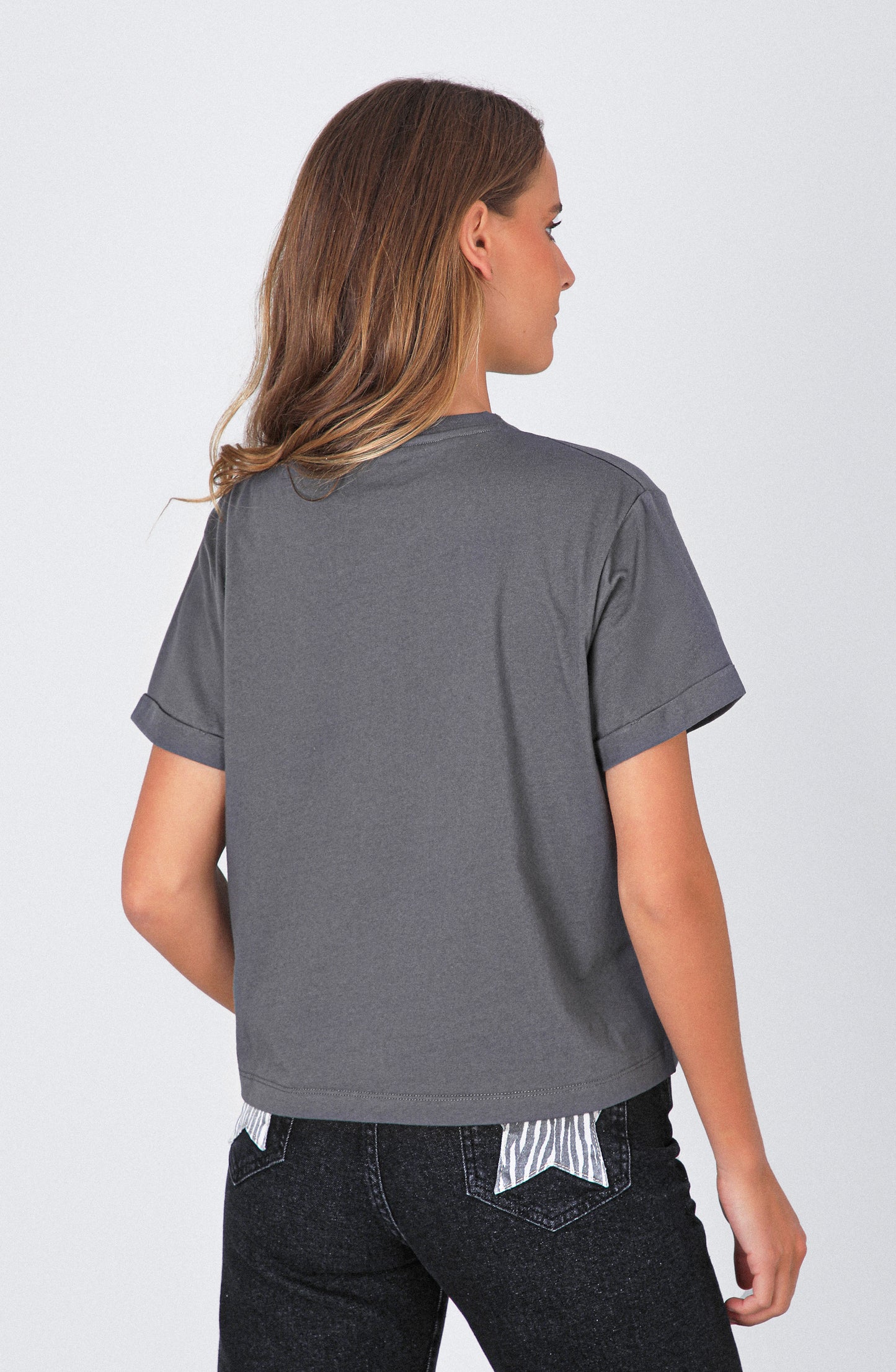 Polera Manga Corta Logo Grey