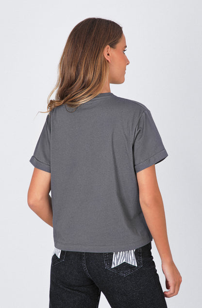 Polera Manga Corta Logo Grey