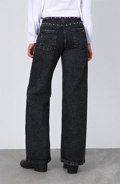 Pantalón Tachas Zipper Black