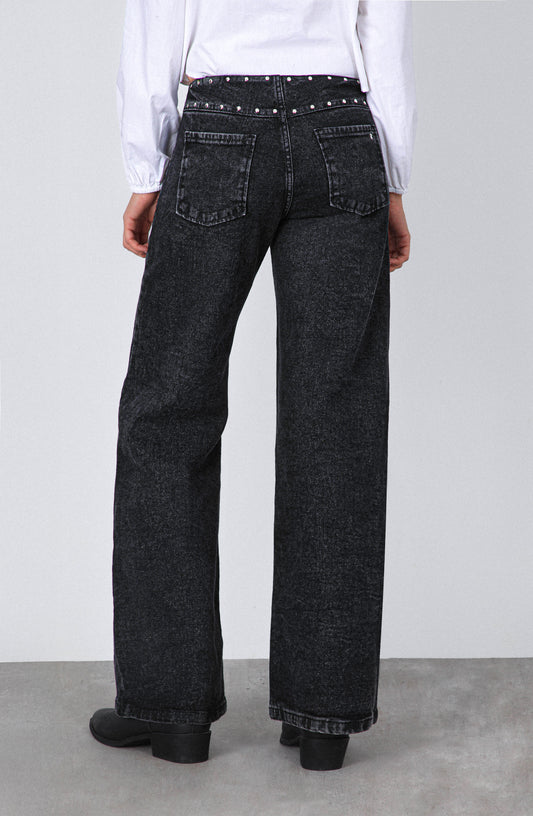 Pantalón Tachas Zipper Black