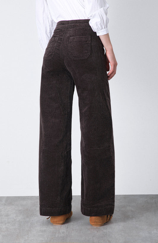 Pantalón Cotelé Botones Frontales Brown