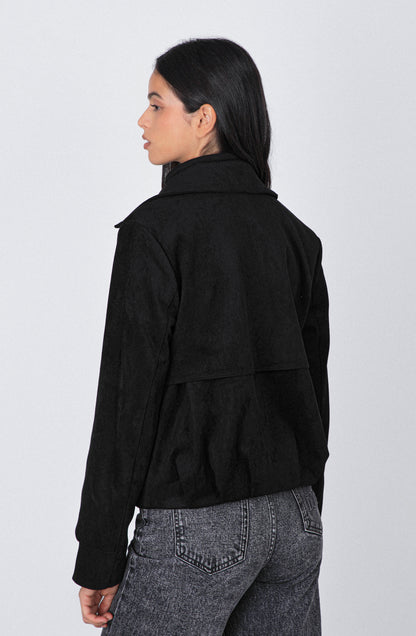 Chaqueta Suede Botones Black