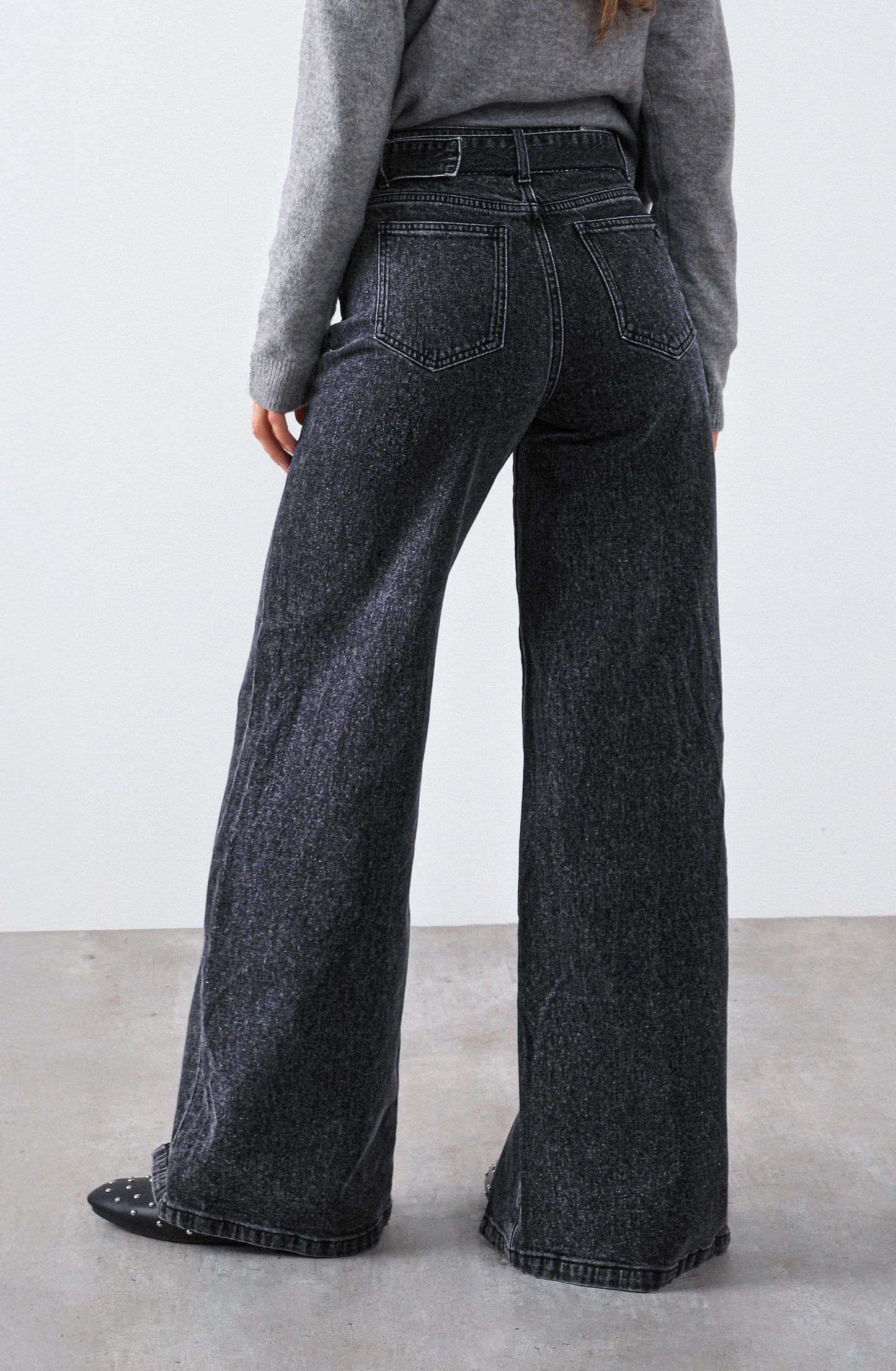 Pantalón Abertura Cinturón Black